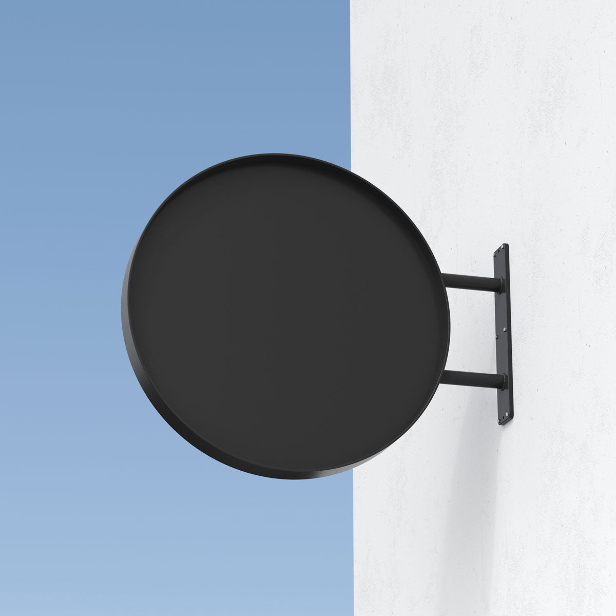 Aluminum black round wall sign with smooth powder-coated finish