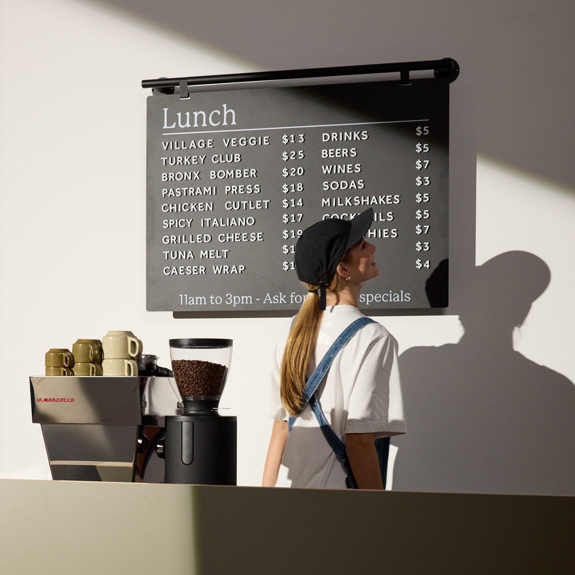Ceiling Menu Board - George and Willy