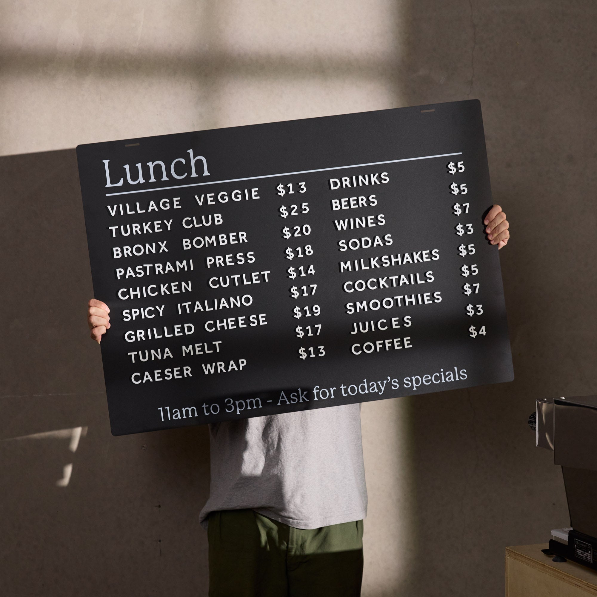 Ceiling Menu Board - George and Willy
