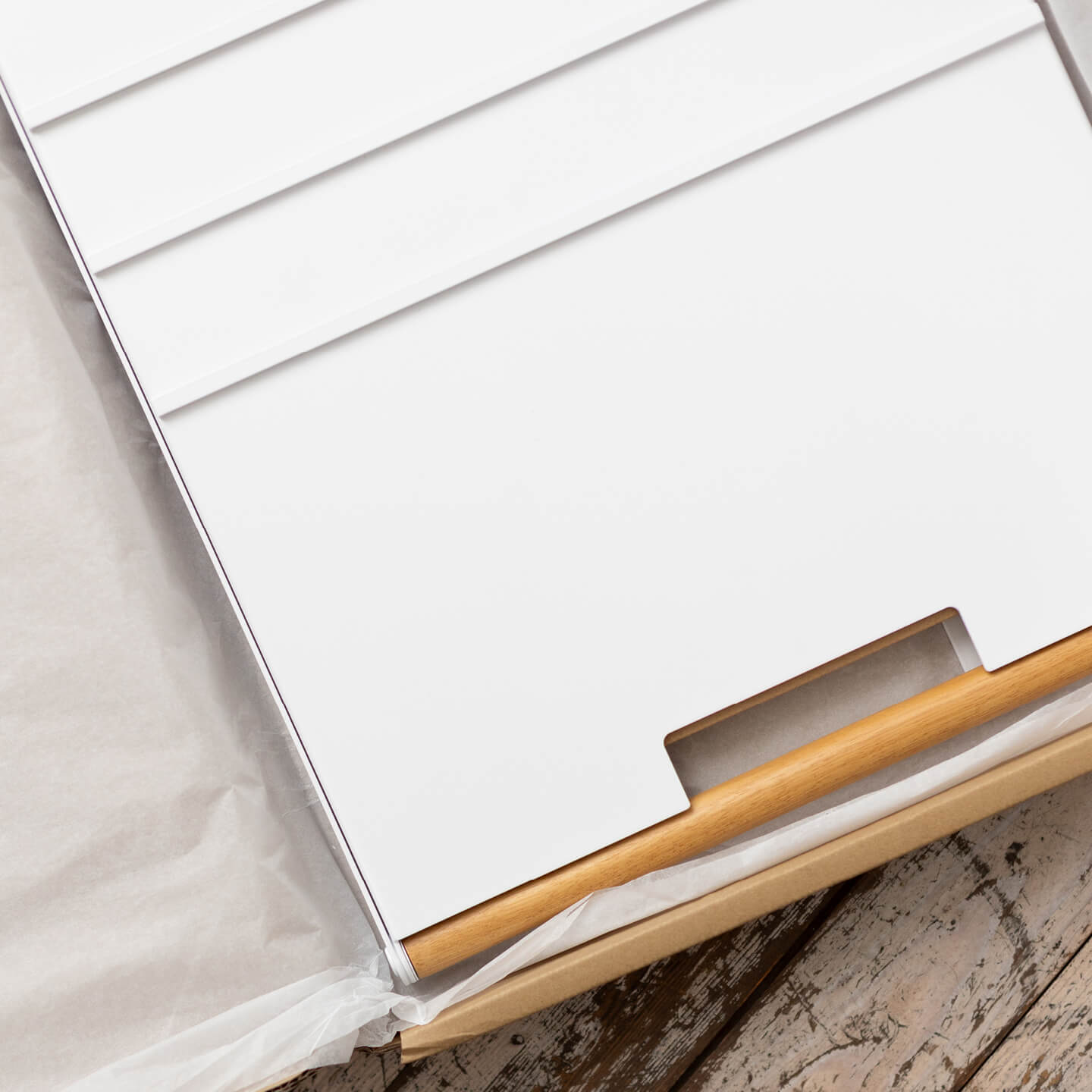 close up of letter sidewalk pavement sign showing wooden dowel details