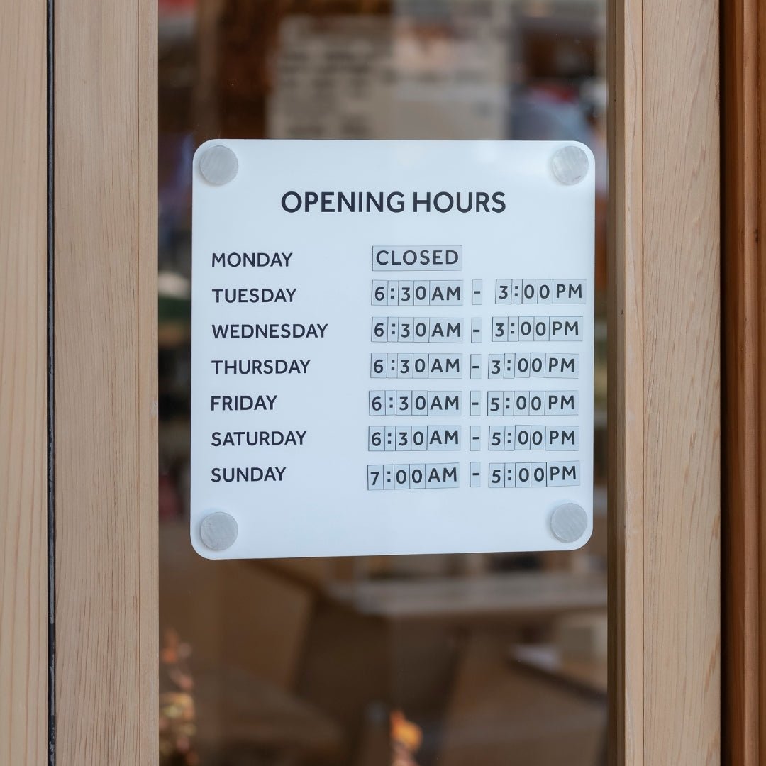 Opening Hours Sign - George and Willy