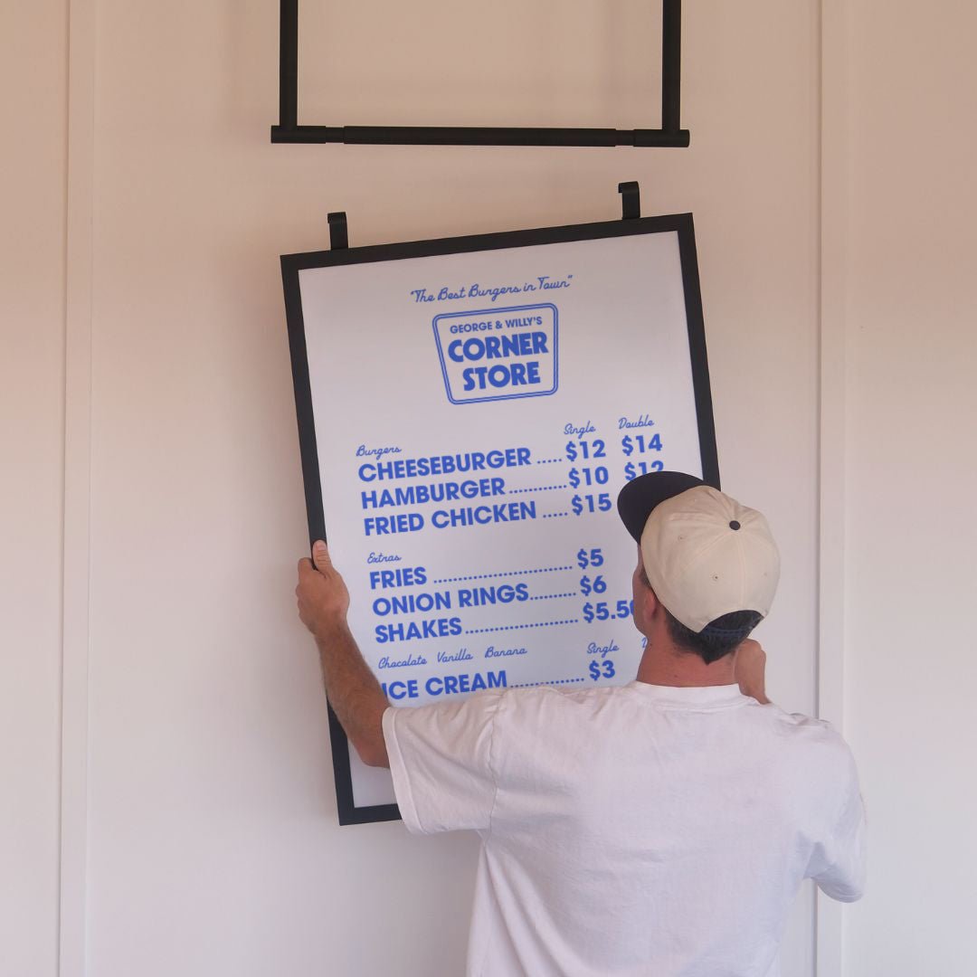Poster Hanging Menu Board - George and Willy