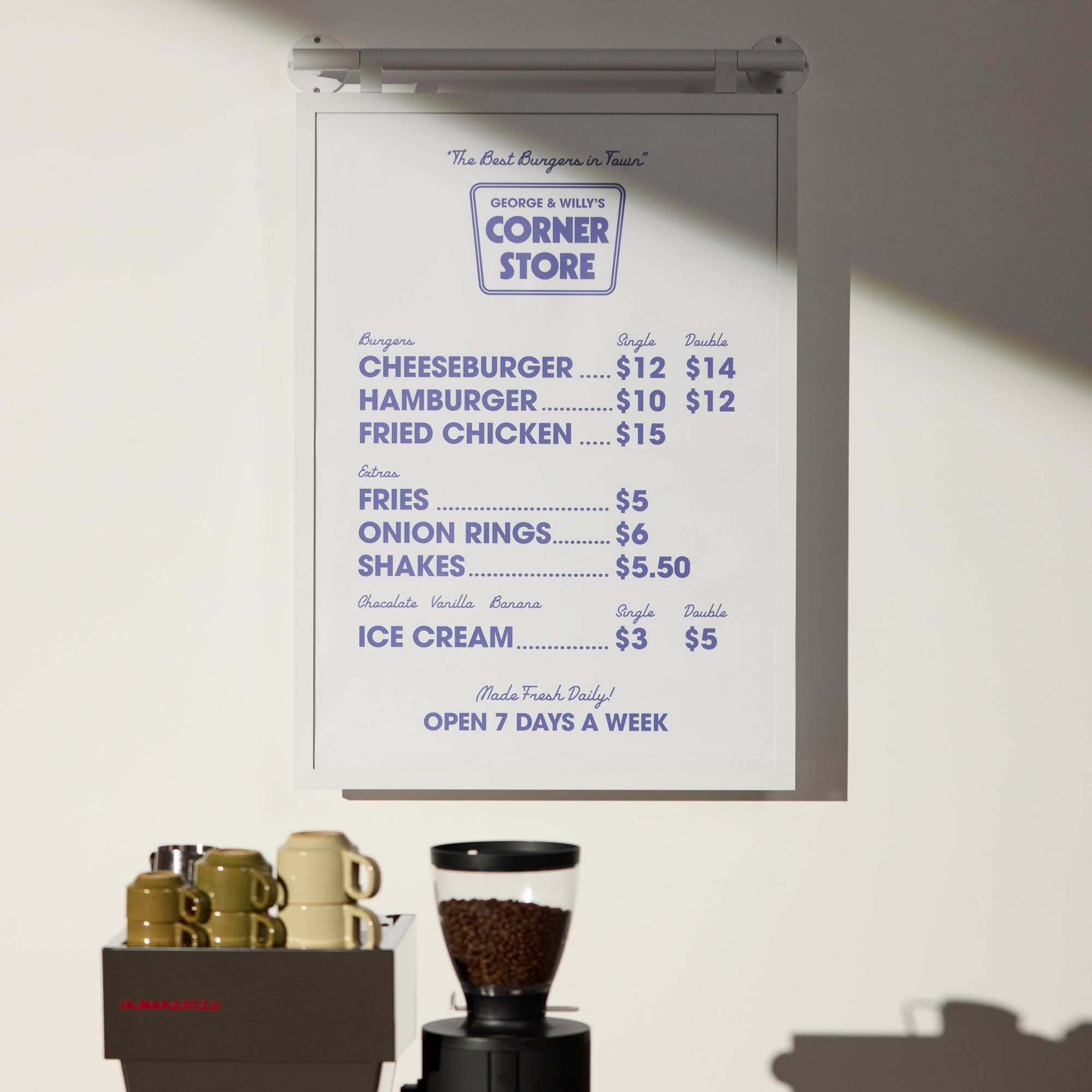 Poster Hanging Menu Board - George and Willy