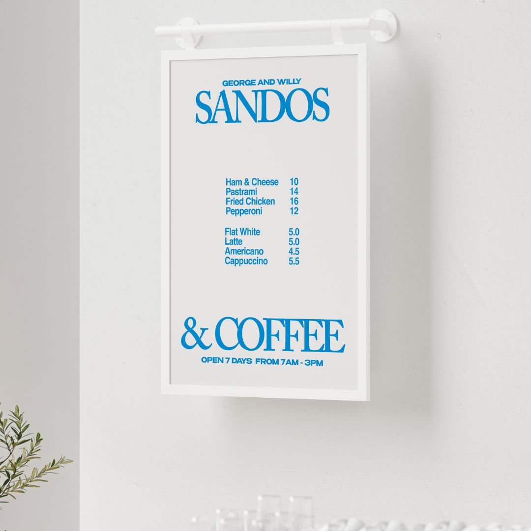 Poster Hanging Menu Board - George and Willy
