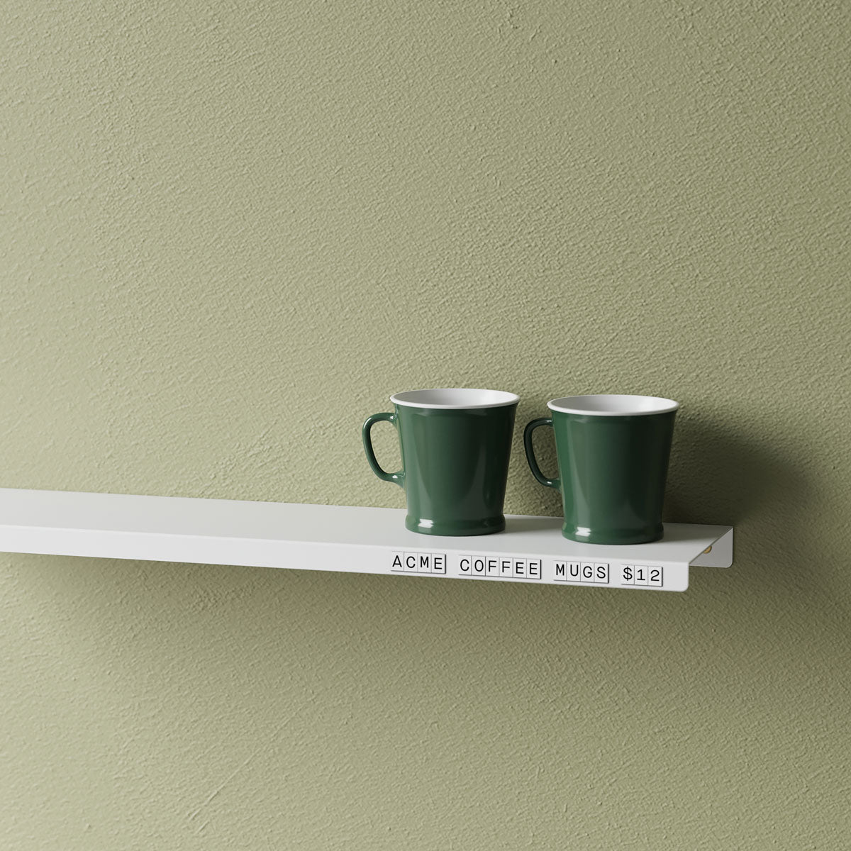 Floating shelves with price magnets for a store or business