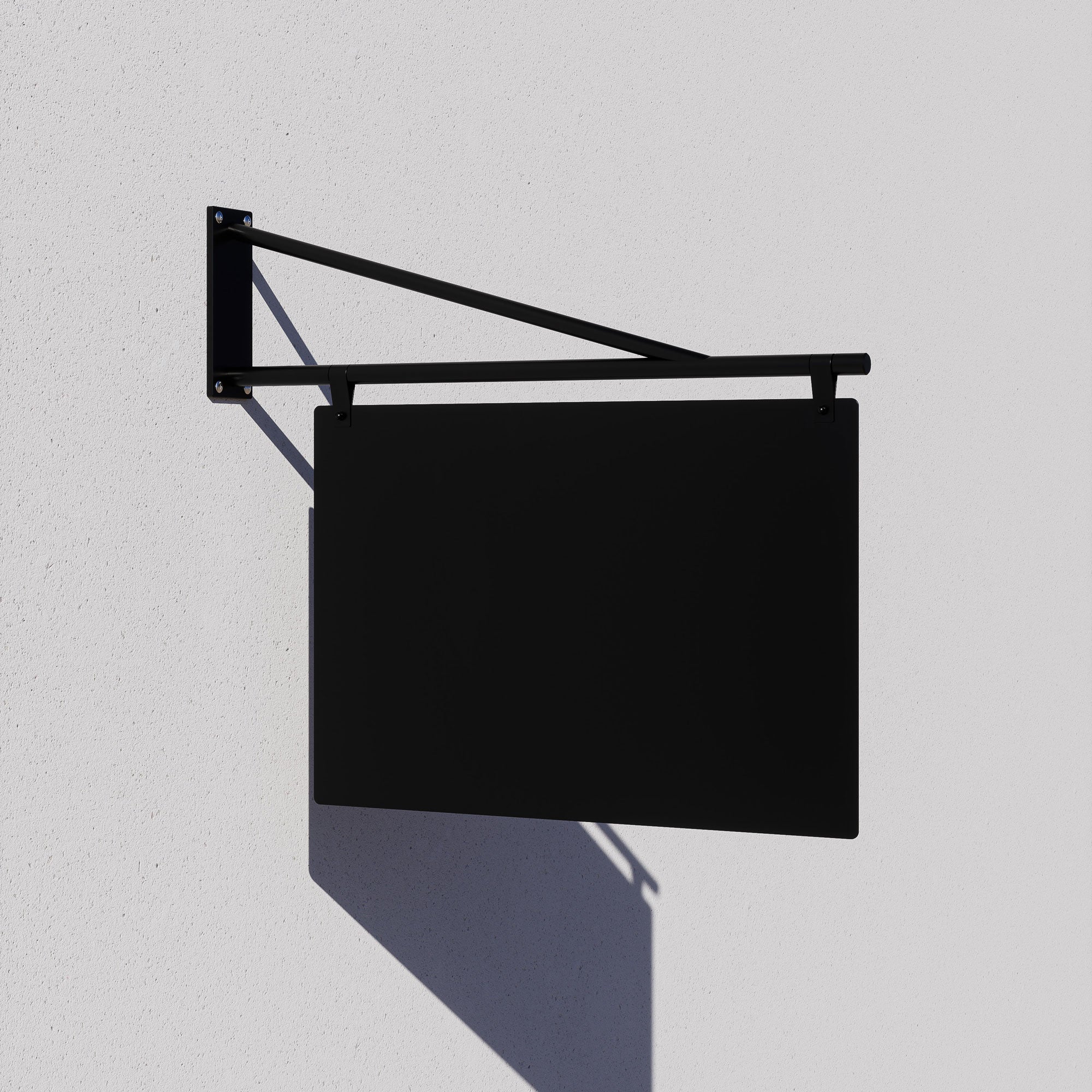 render of a plain black large store wall handing sign