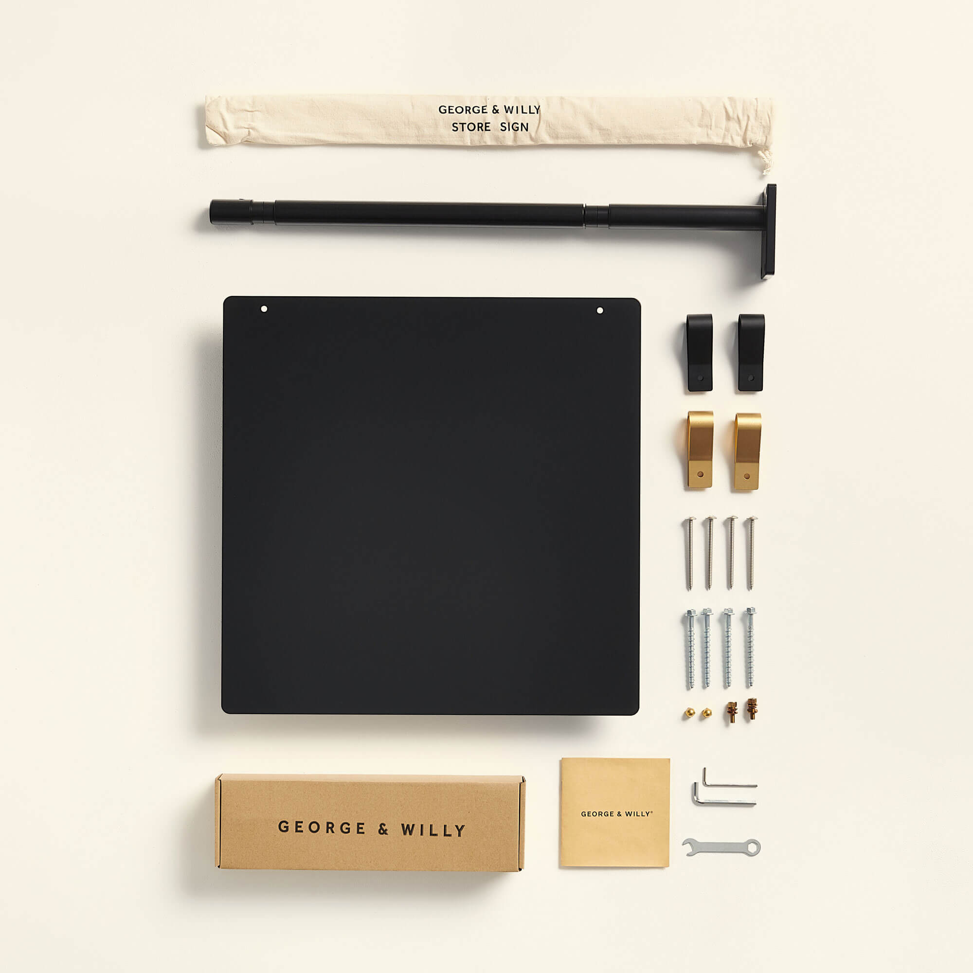 contents of the packaging of the store business sign to show everything that's included